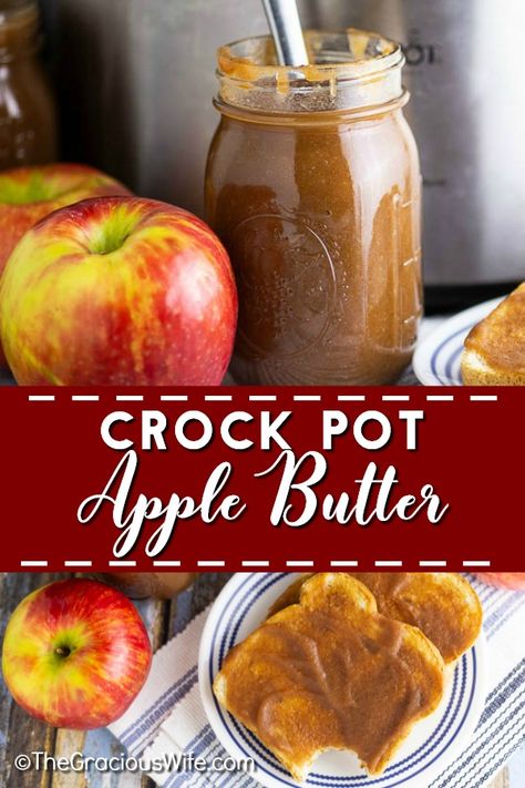 Crockpot Apple Butter, Crockpot Apple, Apple Butter Crock Pot, Apple Butter Recipe, Homemade Apple Butter, Butter Crock, Homemade Apple, Healthy Crockpot Recipes, Apple Butter