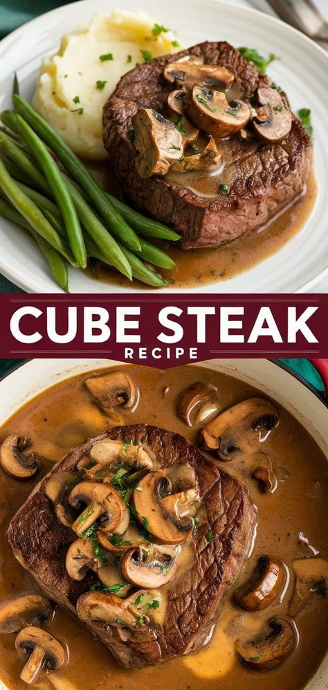 Make the best Cube Steak with this easy recipe! Tender beef in a savory gravy, perfect over mashed potatoes or rice for a comforting family dinner. Meat Ideas For Dinner Main Dishes, Beef Steak Recipes Easy, Cubed Steak Recipes, Cubed Beef Recipes, Beef For Dinner, Cube Steak Recipe, Easy Steak Dinner, Cube Steaks, Cubed Steak