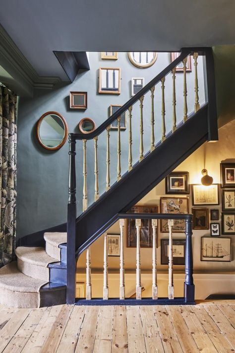 Georgian House London, Panelled Hallway, Stairs To Loft, Vibey Rooms, Accents Walls, Old Stairs, Cottage Stairs, Preppy Home Decor, Colour Moodboard