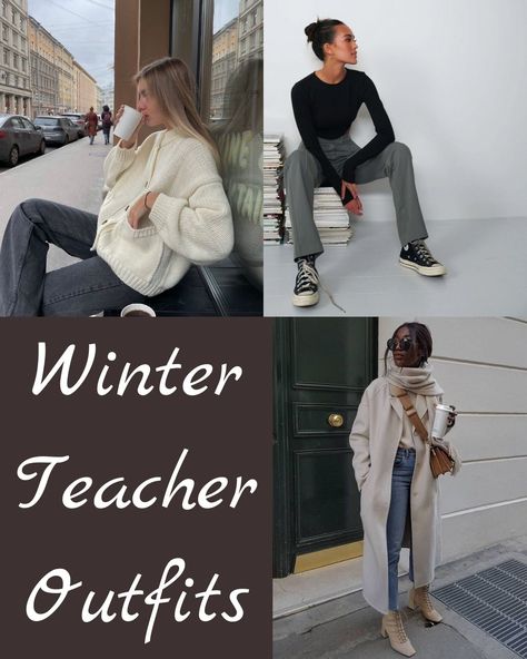 37 Perfect Winter Teacher Outfits For Cozy Classroom Style - ljanestyle Teacher Cozy Outfit, Cold Day Teacher Outfit, Teachers Winter Outfits, Cozy Winter Work Outfit, Winter Teacher Shoes, Teacher Legging Outfits Winter, Teacher Outfits Rainy Day, Warm Teacher Outfits Winter, Cold Day Outfits For Work