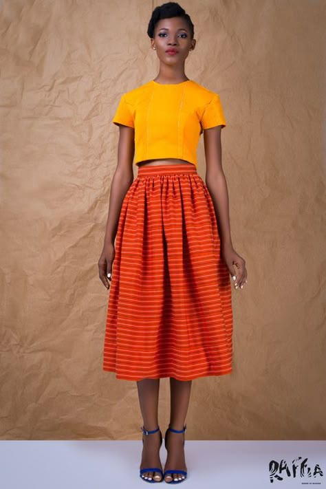 Raffia: Promoting Ghana's North with Beautiful & Elegant Designs | African Prints in Fashion Ghanaian Fashion, Afrikaanse Mode, African Print Dresses, Mode Casual, African Prints, Orange And Yellow, Mode Inspiration, Fashion Labels, Primavera Estate