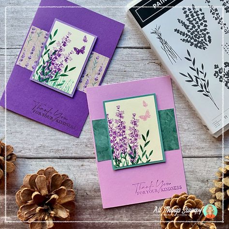 Su Painted Lavender Cards, Stampin Up Painted Lavender Cards, Stampin Up Painted Lavender, Painted Lavender Stampin Up Cards, Lavender Stamp, Painted Lavender, Sunday Ideas, Birthday Cards For Mother, Twisted Ribbons