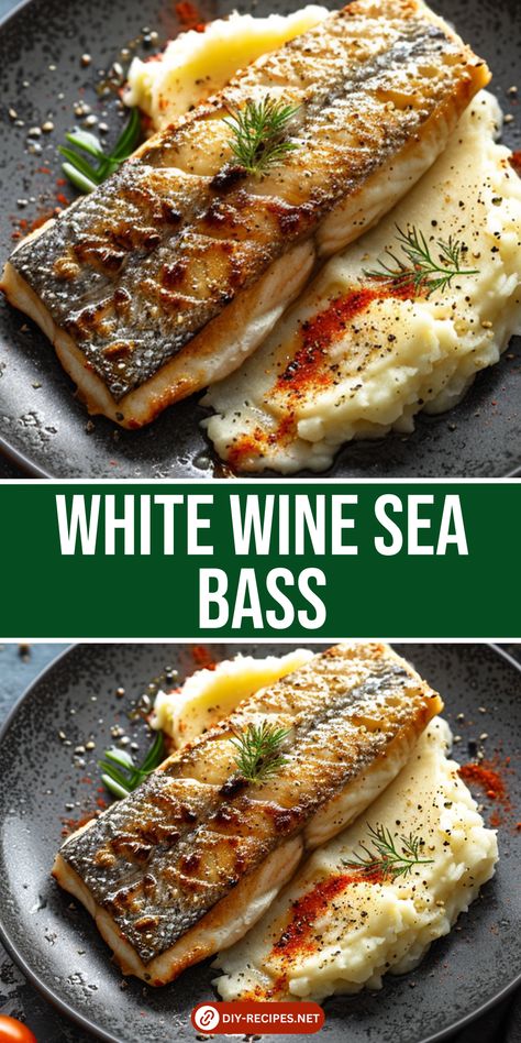 Delight in white wine sea bass with this easy recipe! A savory dish that's quick to prepare and packed with flavor. Seabass Dinner Recipe, White Bass Recipes, Black Sea Bass Recipes Pan Seared, Black Sea Bass Recipe Baked, Stripped Bass Recipes, Striper Recipes, White Sea Bass Recipe, Seabass Recipe Baked, Baked Sea Bass Recipes