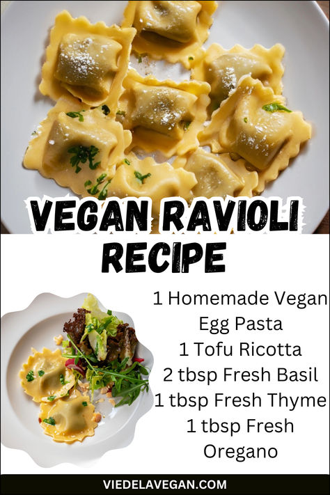 Vegan Ravioli Recipe Vegan Ravioli Recipe, Vegan Ravioli, Italian Main Dishes, Tofu Ricotta, Vegan Ricotta, Tamale Recipe, Plant Based Burgers, Ravioli Recipe, Egg Pasta