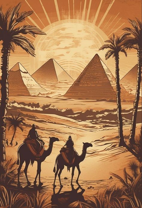 Pyramids Illustration, Egyptian Poster, Hoodies Ideas, Ancient Egyptian Cities, Egypt Poster, London Wallpaper, Egypt Culture, Egyptian Design, Android Wallpaper Art