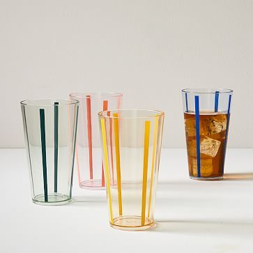 Acrylic Modern Vintage Glasses - Stripe (Set of 4) Outdoor Glassware, Joy Decorations, Pool Shapes, Outdoor Drinkware, Colored Glassware, Mirror Shop, Swimming Pool Designs, Acrylic Designs, Moroccan Design