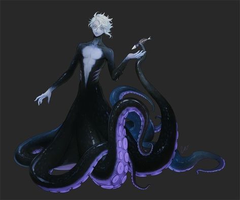 Octopus Mermaid, Mermaid Drawings, Disney Villains Art, Mermaids And Mermen, Pinturas Disney, Mythical Creatures Art, Mythological Creatures, Monster Design, Mermaid Art