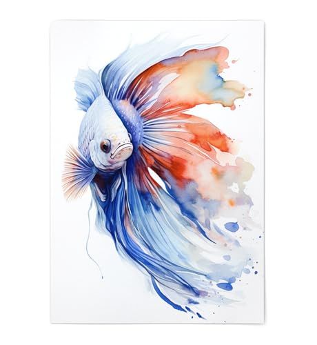 Betta Fish Print - Betta Fish Wall Decor - Betta Fish Print Poster Unframed - Watercolor Betta Fish Print - Betta Fish Portrait - Betta Fish Artwork Illustration (5x7) Watercolor Beta Fish, Fish Portrait, Fish Artwork, Fish Wall Decor, Beta Fish, Fish Print, Betta Fish, Print Poster, Posters Prints