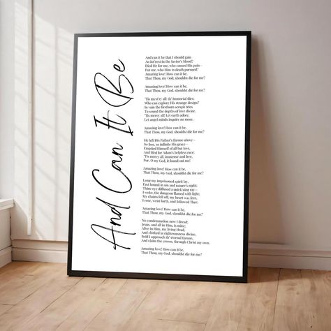 Unmissable! Check out this Christian Wall Art Printable, "And Can It Be" Inspirational Print, Digital Download for Faith-Based Home Decor, Uplifting Religious Art only at $4.75. #ChristianWallArt #PrintableWallArt #DigitalDownload #MotivationalWall #InspirationalPrint #ReligiousArtPrint #FaithBasedDecor #ScripturePrint #PrintableScripture #HomeDecorPrint Faith Based Decor, Christian Wall Art Printable, Printable Scripture, Motivational Wall Decor, Scripture Print, Motivational Wall, Unique Display, Office Environment, Inspirational Prints