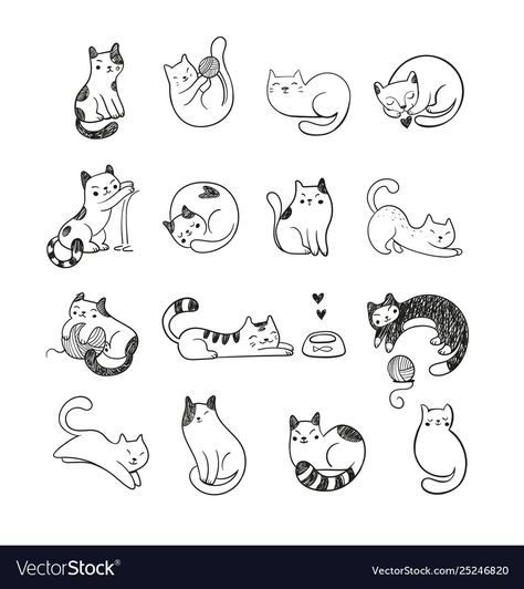 cat doodles Mini Drawings Cat, Cat And Dog Doodle, Pet Tattoos Cat, Kitten Doodle, Cats Doodle, Acab Tattoo, Doodle Cats, Cat Doodles, Cat Tattoo Simple