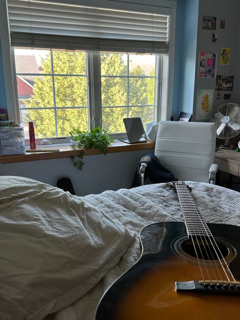 #aesthetic #roomdecoration #guitar #window #morning #summer #sunny #white #bedroom #roomtour #guitarforbeginners #music #poster #acousticguitar Costal Bedroom, Sunny Room, Summer Bedroom, Guitar Room, Spotify Covers, British Summer, Guitar For Beginners, Room Tour, Bedroom Aesthetic