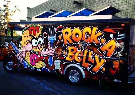 Rock A Belly Food Truck - Super Bowl Food Trucks Burger Van, Food Truck Festival, Store Design Boutique, Taco Truck, Truck Paint, Bowl Food, Food Truck Design, Food Stations, Stall Designs