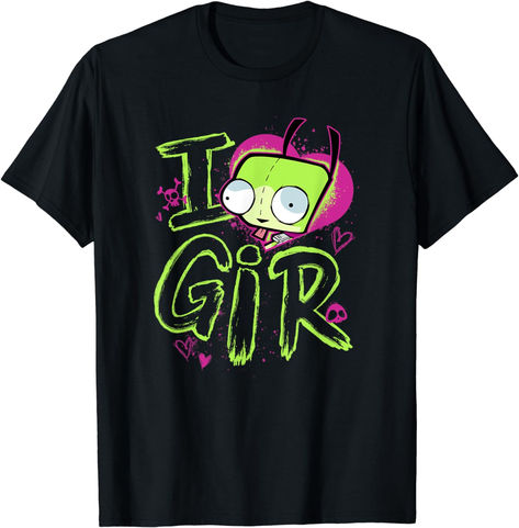 Must Buy! Scene kid Valentines T shirt Invader Zim Hearts I love Gir emo scene black tshirt valentines day gift valentine clothes edgy alternative gifts love hearts 2000s y2k emo scene kid nostalgia Sports Costume, Scene Outfits, Scene Kids, Scene Fashion, Invader Zim, Love T Shirt, Cute Shirts, Nickelodeon, Fabric Texture