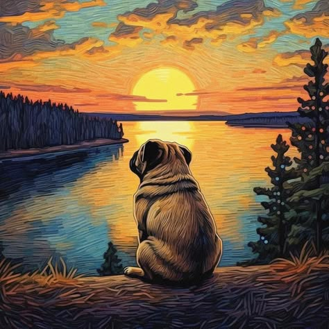 Old Pug, Baby Pugs, Pug Art, Pug Mom, A Pug, Cute Little Puppies, Sun Set, Pet Rocks, Cute Pugs