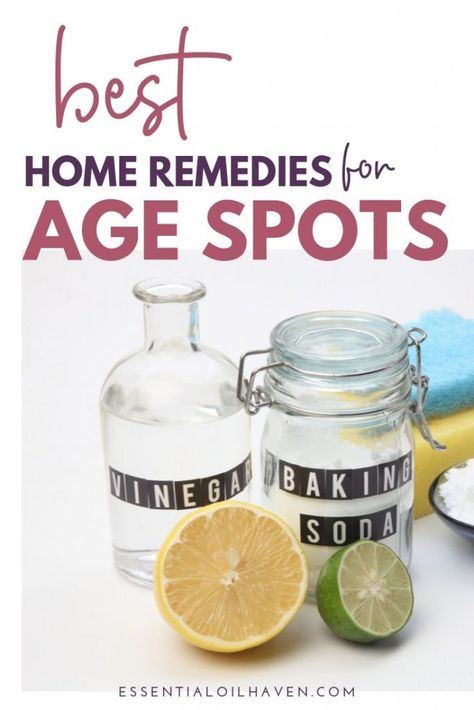 Best Home Remedies for Age Spots. #essentialoilhaven Age Spots Essential Oils, Essential Oils For Age Spots, Liver Spot, Serum For Dark Spots, Dark Neck, Age Spots On Face, Lemon Juice Uses, Brown Age Spots, Age Spot Removal