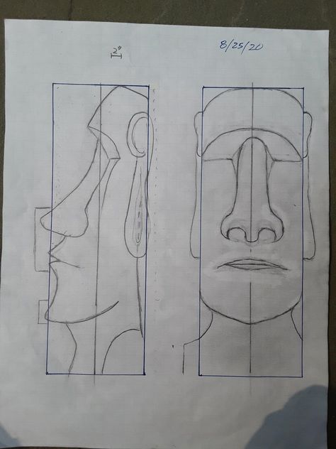 Easter Island Statues Drawing, Easter Island Heads, Foam Carving, Tiki Head, Foam Paper, Wood Carving Faces, Tiki Statues, Simple Wood Carving, Wood Carving For Beginners