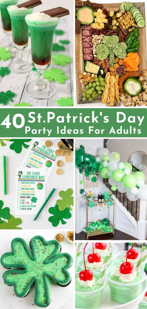 Host a St. Patrick’s Day party for your friends and family with my selection of festive St. Patrick's day party ideas for adults. Plan a delicious menu for your guests with St. Patrick's day cocktails, delicious St. Patrick's day food ideas, and sweet treats. Decorate your home with St. Patrick’s day party decorations. Enjoy a night of laughter with hilarious St. Patricks's day games for adults and fun activities. Click the link to discover more festive Irish party ideas. St Patricks Appetizers, Day Party Ideas For Adults, St Patrick Party Food, Saint Patricks Party Ideas, St Pattys Party, St Patrick's Day Appetizers, St Patricks Food, St Patricks Decorations, Party Ideas For Adults