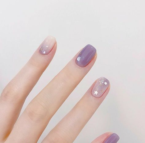 Korea Nail Art, Purple Gel Nails, Purple Nail Art, Korean Nail Art, Fake Nails Designs, Art Deco Nails, Pretty Toe Nails, Beauty Nails Design, Minimalist Nail Art