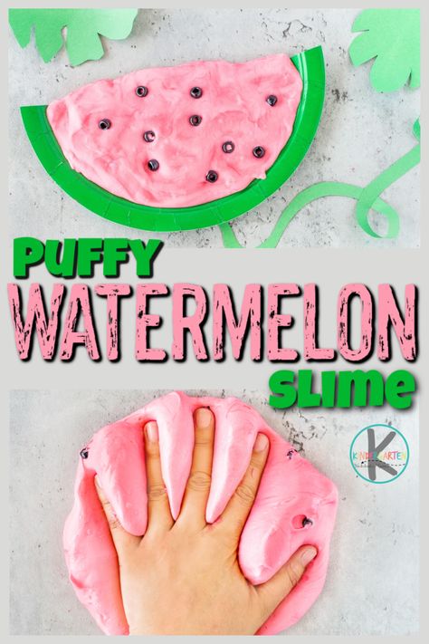 Kids will go nuts over the fun-to-squeeze puffy texture of this watermelon slime! This puffy slime recipe is such a fun watermelon activity for toddler, preschool, pre-k, kindergarten, and first graders to play with. Use this watermelon for kids idea along with your watermelon theme, The Watermelon Seed book, or watermelon day activities on August 3rd. Exploding Watermelon, Watermelon Slime, Pop Rocks Experiment, Watermelon Activities, Kindergarten Science Experiments, Balloon Science Experiments, Homemade Bubble Solution, Watermelon Crafts, Summer Preschool Activities