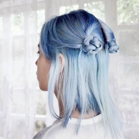 Pinterest: /AWIPmegan/ Pastel Blue Hair Color, Periwinkle Hair, Blue Hair Highlights, Blue Hair Color, Pastel Blue Hair, Dyed Hair Pastel, Blue Ombre Hair, Light Blue Hair, Hair Color Blue