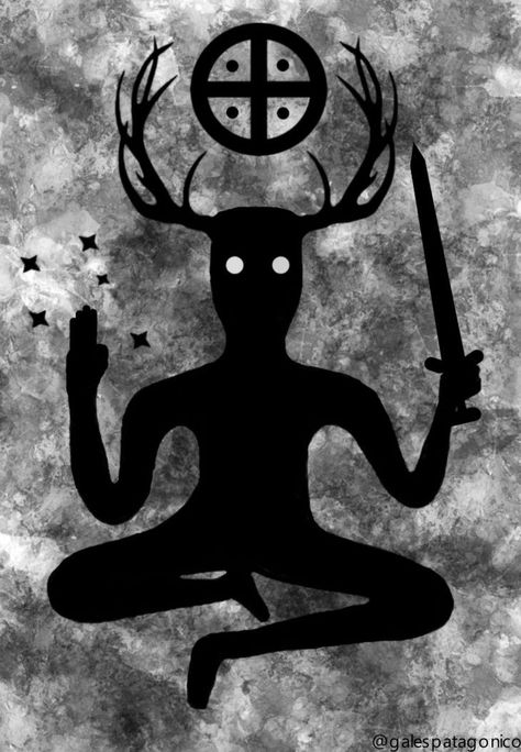 Made by SepticWelsh Pan God Of The Wild, Forest God Tattoo, Cernunnos Aesthetic, Chthonic Gods, Cernunnos Art, Cernunnos Tattoo, Horned God Symbol, Perun God, Celtic Creatures