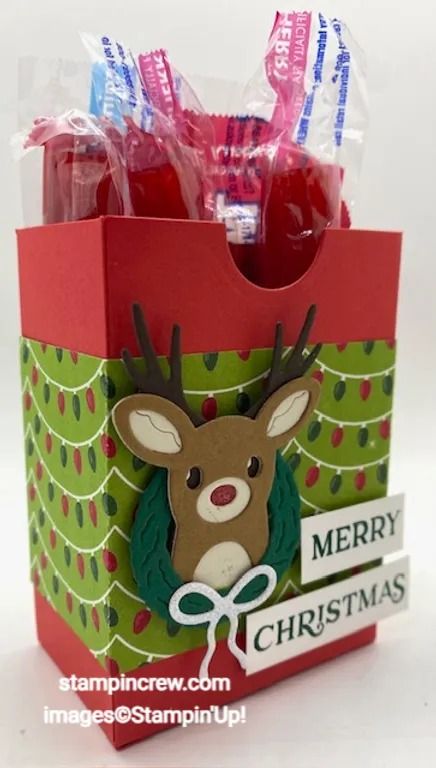 Reindeer Fun Treat Box with Pocket Thoughts Dies Andes Mint Treat Boxes, Stampin Up Book Box Treat Holder, Stampin Up Hershey Nugget Treat Holder, Stampin Up Candy Holders, Stampin Up Fall Treat Holders, Stampin Up Boxes Treat Holder, Stampin Up Christmas Treat Boxes, Stampin Up Projects Craft Fairs, Stampin Up Craft Fair Ideas To Sell