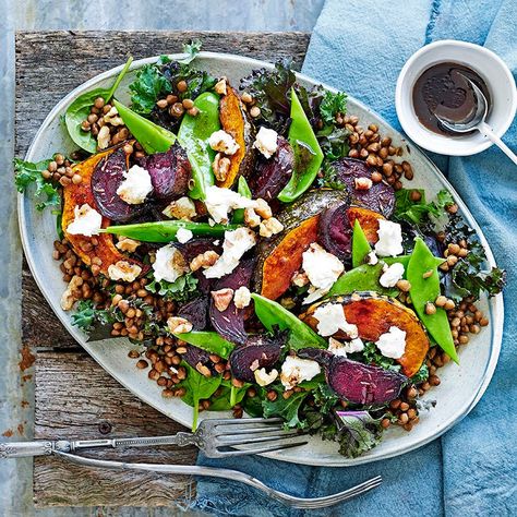 A healthier WW recipe for Roast beetroot, pumpkin and lentil salad ready in just 45. Get the SmartPoints value plus browse 5,000 other delicious recipes today! Roast Beetroot, Pumpkin Lentil, Chicken Rissoles, Warm Salads, Cashew Dressing, Ww Recipe, Pumpkin Salad, Leafy Green Salads, Beetroot Salad