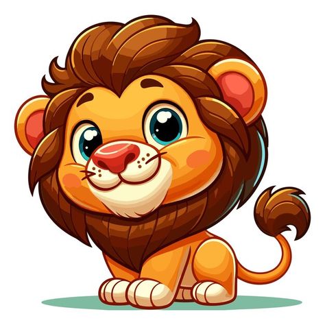 Lion Doodle, Cute Lion Cartoon, Lion Background, Lion Cute, Cartoon Dog Drawing, Lion Cartoon, Lion Clipart, Premium Vector Cartoon, Baby Animal Drawings