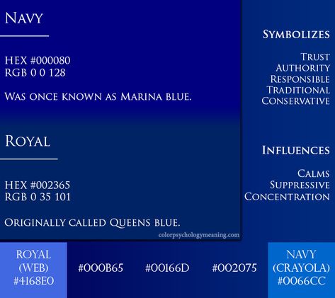 Color Navy Blue - Meaning & Psychology Navy Blue Color Meaning, Blue Colour Meaning, Blue Meaning, Navy Blue Hex Code, Meaning Of Blue Color, Blue Meaning Color Psychology, Colours Meaning Psychology, Blue Color Spiritual Meaning, Blue Color Meaning