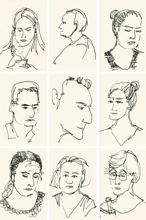 Sketching People: My Strategy - Liz Steel : Liz Steel Sketching Faces, Liz Steel, Sketching People, Self Portrait Drawing, Face Line Drawing, Quick Sketches, Drawing People Faces, Sketches Of People, Watercolor Paintings For Beginners