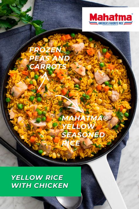 Mahatma Yellow Rice Recipes With Chicken, Mahatma Yellow Rice Recipes, Yellow Rice With Chicken, Yellow Rice And Chicken, Rice With Chicken And Vegetables, Chicken And Yellow Rice, Yellow Rice Recipes, Rice Recipes Vegan, Rice And Chicken