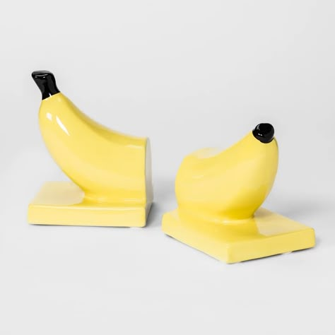 Banana Bookends Yellow Banana, Decorative Bookends, Fun House, New College, Go Back To School, Friend Things, Fake Cake, Yellow Ceramics, Plush Throw Blankets