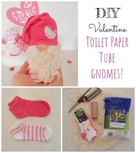 DIY Valentine Toilet Paper Tube Gnomes Gnome Tutorial, Valentine's Day Decorations, Diy Valentine's Day Decorations, Toilet Paper Tube, Toilet Paper Crafts, Diy Valentine's Day, Diy Valentines Decorations, Gnomes Diy, Diy Valentine