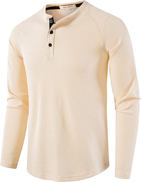 Waffle Tshirt Men, Waffle Tshirt, Amazon Outfits, Waffle Henley, Moda Hippie, Professional Men, Jackets Men Fashion, Knitted Tshirt, The Amazon