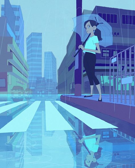 Kat Tsai, Rainy Day Drawing, Rain Illustration, 숲 사진, Bullet Journal Cover Ideas, Bg Design, Color Script, Anime Boy Sketch, Anime Expo