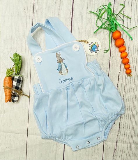 Bunny Themed Outfit, Quality Outfits, Easter Baby Shower, Peter Rabbit Birthday, Baby Easter Outfit, Embroidered Bunny, Peter Rabbit Party, Winnie The Pooh Nursery, Custom Easter