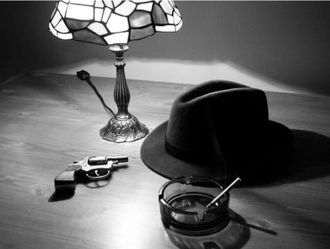 Noir 'still life' Film Noir Photography, Nick Valentine, Noir Detective, Classic Film Noir, Detective Aesthetic, Shutter Island, Miss Marple, Private Eye, Cinema Film