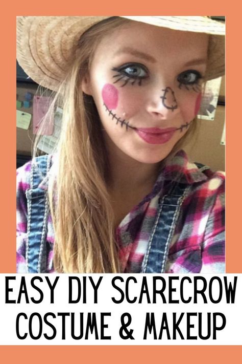 Diy Scarecrow Makeup, Diy Scarecrow Costume For Women, Diy Scarecrow Costume For Women Makeup, Pink Scarecrow, Easy Diy Scarecrow, Easy Scarecrow Makeup, Mary Poppins Kostüm, Minnie Mouse Kostüm, Scarecrow Costumes