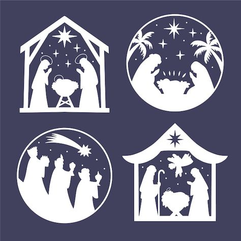 Vector flat christmas scene silhouettes | Premium Vector #Freepik #vector #christmas-flat #christmas #christmas-silhouette #nativity Christmas Silhouette Templates, Nativity Scene Silhouette, Christmas Silhouette, Nativity Silhouette, Silhouette Template, Silhouette Christmas, Vector Christmas, Christmas Nativity Scene, Christmas Ornament Crafts