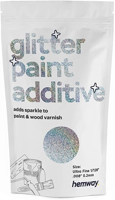 Hemway Glitter Paint Additive Ultra Fine/Extra Fine 1/128" .008" 0.2MM Emulsion Water Based Paints Wall Ceiling 100g / 3.5oz (Silver Holographic) - - Amazon.com Glitter Ceiling, Glitter Paint Additive, Glitter Paint For Walls, Glitter Grout, Ceiling Wood, Sparkle Paint, Wood Varnish, How To Varnish Wood, Gallon Of Paint