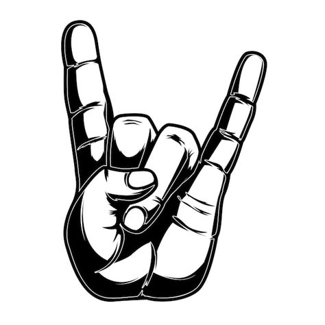 Rock And Roll Tattoo, Rock Hand Sign, Rock And Roll Sign, Dove Set, Rock Sign, Eagle Silhouette, Halftone Design, Rock Tattoo, Snake Drawing