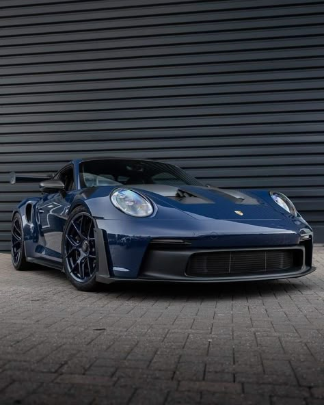 Dark Blue Sports Car, Porsche Gt3 Rs Blue, Dark Blue Porsche, Midnight Blue Car, Porsche Gtr, Car Gang, Navy Aesthetic, Navy Car, I Am Speed