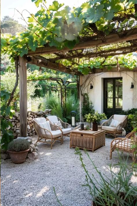 Transform your garden into a Mediterranean paradise with our step-by-step guide. Learn how to select the right plants and design elements for a sun-kissed, tranquil outdoor space. #MediterraneanGarden #GardenDesign #OutdoorLiving Covered Terrace Design, Covered Front Patio Ideas, Rain Proof Pergola, Covered Entryway Exterior, Patio Covering Ideas, Awning Ideas Patio, Covered Outdoor Patio Ideas, Round Pergola, Zen Backyard