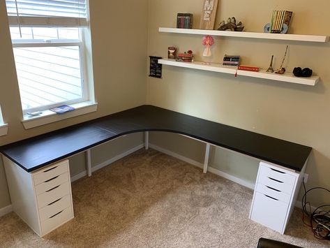 Linnmon Alex Corner Desk - Album on Imgur Corner Desk Ikea, Desk Ikea Hack, Ikea Corner Desk, Ikea Alex Desk, Desk Ikea, Diy Corner Desk, Ikea Desk Hack, Desk Hacks, L Desk