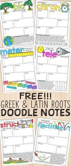 FREE Greek and Latin Roots Doodle Notes Root Words Activities, Latin Root Words, Teaching Vocabulary, Doodle Notes, Ela Classroom, Root Words, 4th Grade Reading, 6th Grade Ela, Teaching Ela