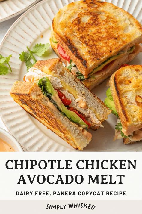 Chipotle Chicken Avocado Melt, Chipotle Sandwich, Panera Sandwiches, Chicken Avocado Melt, Chicken Avocado Sandwich, Avocado Melt, Peppadew Peppers, Chicken Panini, Chicken Melts