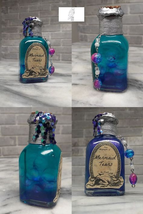 An innovative color changing potion bottle. Has water beads! 🧜‍♀️ Clear Water Beads, Color Changing Potion, Apothecary Diy, Halloween Potion Bottles, Potion Labels, Witch Potion, Halloween Bottles, Halloween Potions, Magic Bottles