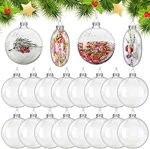 Liliful 24 Pcs Christmas Clear Glass Ornaments Fillable Flat Ball 3.15 Inch for Crafts DIY Ornaments Craft Fillable Glass Ornament Balls Disc Glass Bulbs for Christmas Tree Party Wedding Home Decor Sequin Christmas Ornaments Diy, Kids Handmade Ornaments, Clear Bulb Ornament Ideas, Clear Christmas Ball Ornament Ideas Diy, Clear Plastic Ornament Ideas, Glass Ornament Ideas, Cheap Christmas Ornaments, Clear Ornament Balls, Christmas Tree Party