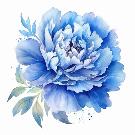 Peony Watercolor, Blue Peony, Blue Flower Painting, Blue Watercolor Floral, Flower Drawing Tutorials, Watercolor Flowers Tutorial, Blue Peonies, Watercolor Kit, Peony Painting