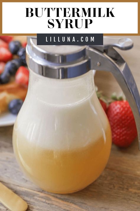 Pour this delicious homemade buttermilk syrup over pancakes, waffles, and crepes. It only takes 5 ingredients, and 5 minutes to make! #buttermilksyrup #syrup #breakfast #homemadesyrup #pancakesyrup Buttermilk Syrup, Lil Luna, High Protein Smoothies, Pancake Syrup, Traditional Breakfast, Homemade Buttermilk, Homemade Syrup, Slow Cooker Desserts, Oatmeal Pancakes